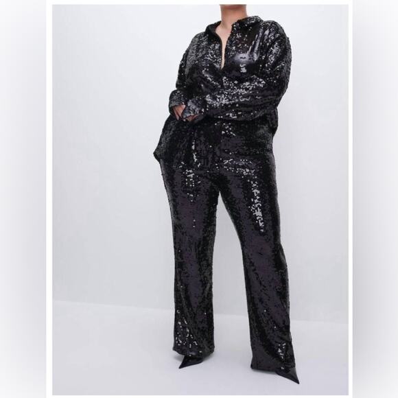 NWT Anthropologie Good American Wide Leg Sequin Pant Sz 3X - Picture 12 of 12